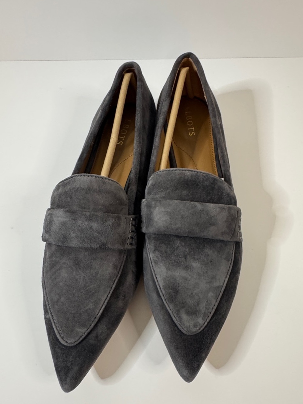 Talbots Pointed Suede Loafers in Charcoal Gray Size 8